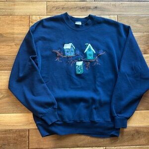 Vtg Jerzees birdhouse cottage core sweatshirt